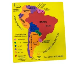Brinquedo Quebra-cabeça Pedagogico Eva Mapa America do Sul