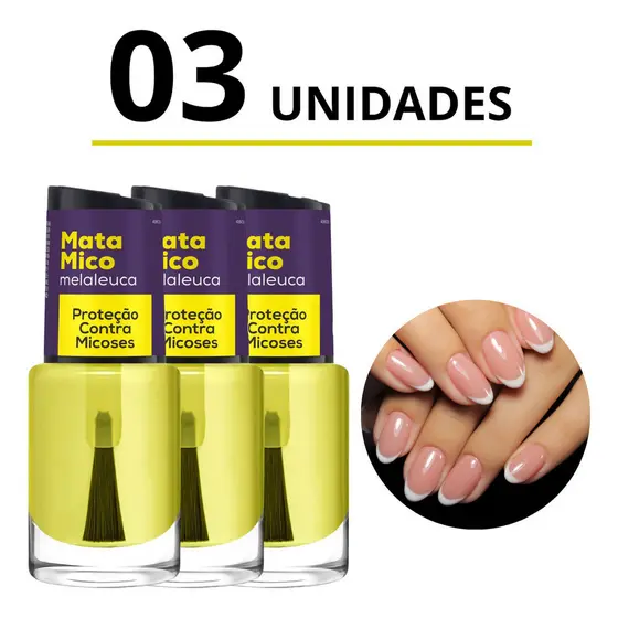Kit 3 Esmaltes Cora Mata Mico Base Antifúngico Com Melaleuca