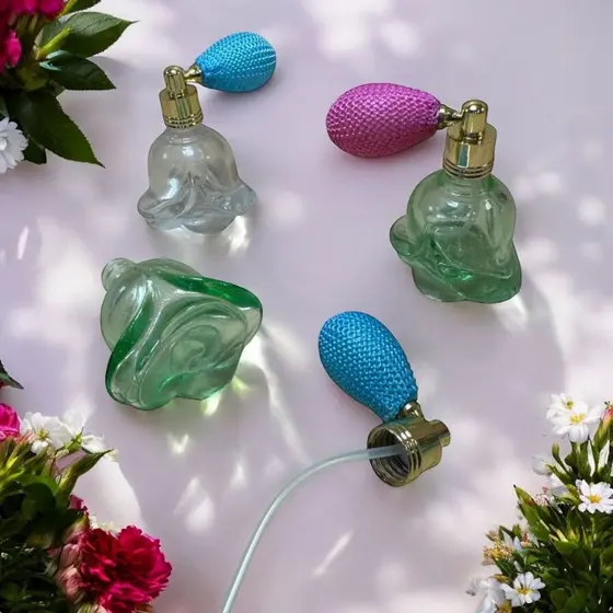 Frasco Mini Porta Perfume Líquido Estilo Retro Com Bombinha