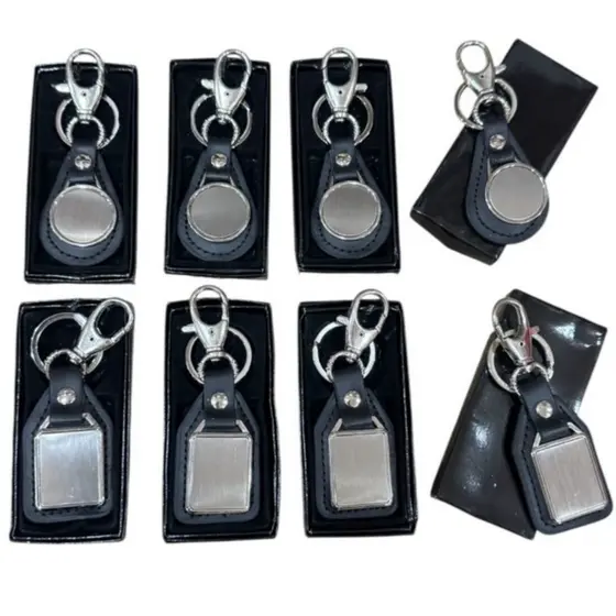 Conjunto De 1/2/3 Peças Chaveiro Em Couro Sintético E Metal Com Argola Mosquetão