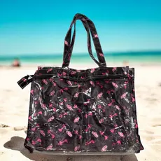 Bolsa De Praia Piscina Clube Feminina Transparente Sacola Mult Uso Mais Necessaire