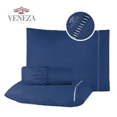 Jogo de Lençol 03 Peças 400 Fios Cama Solteiro Casal Padrão Queen e King Micropercal Ponto Palito - 6 Cores Disponíveis