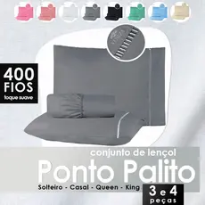 Kit Jogo de Lençol 400 Fios Cama Solteiro 03 Peças Casal Padrão e Queen 04 Peças Micropercal Ponto Palito