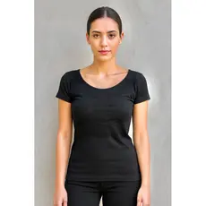 Camiseta feminina preta básica elastano