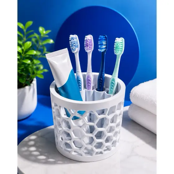 Porta Escovas de Dente Organizador Banheiro Suporte Pasta Moderno Vazado