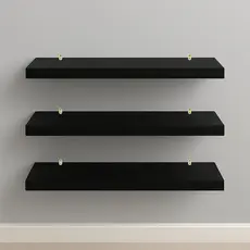 Kit Prateleiras Pretas MDF Preto Luxo Nicho Multiuso Sala Cozinha Quarto Banheiro Com Kit De Instalação