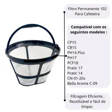 Filtro Permanente para Cafeteira Britânia CP15 Original - Reutilizável e Sustentável, Fácil de Limpar
