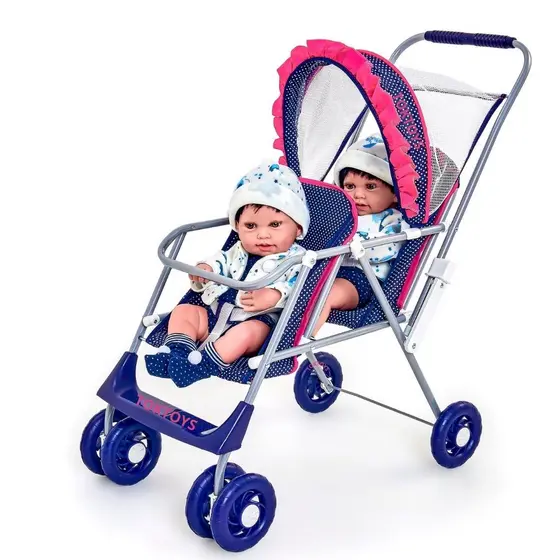 Carrinho de Boneca Gemêos Duplo Reborn Alive Milan Xikit Cristal Luxo Lindo PROMOÇÃO