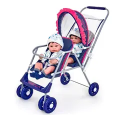 Carrinho de Boneca Gemêos Duplo Reborn Alive Milan Xikit Cristal Luxo Lindo PROMOÇÃO