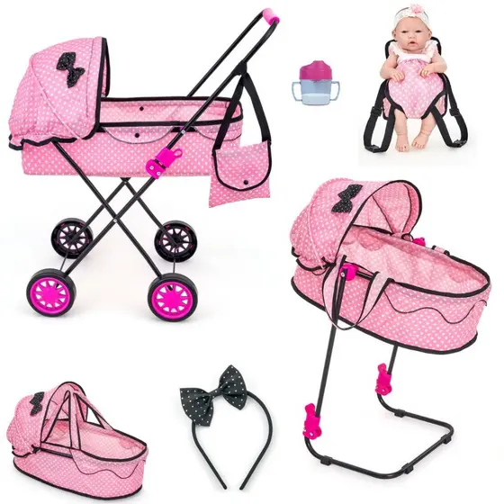 Carrinho de Boneca Veneza Alive 79cm com Berço para Boneca Princess Luxo Baby