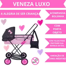 Carrinho De Boneca Porta Objeto Veneza Luxo Reborn Estiloso