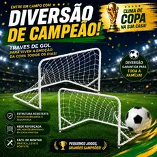 Trave de Futebol Infantil  de Ferro Sag Toys P com 2 branca meninos brincar golzinho diversão 66x 45