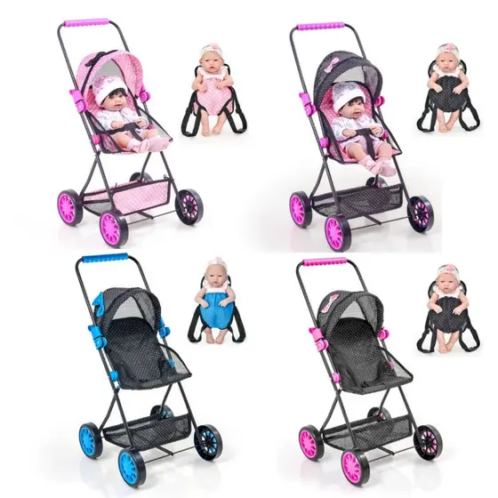 Carrinho de Boneca Baby Sag Luxo Infaltil com Canguru Novidade Kit Moderno