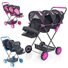 Carrinho de Boneca Gêmeos Trigêmeos Sag T Bebê Baby Menina Reborn Estilo Cadeirinhas Móveis PROMOÇÃO