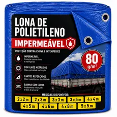 Lona Azul 80/m² Impermeavel Caminhão Carreteiro Obra Piscina Barraca Camping Telhado Praia Com Ilhós
