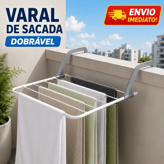 Varal De Janela Dobrável Porta Sacada Roupa Portátil De Ferro Para Apartamento Janela