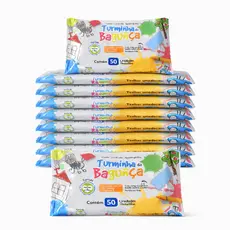 Kit 10 Toalhas Umedecidas 50 folhas - 98% Água Turminha Da Bagunça