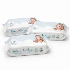 Kit 3 Toalhas Umedecidas Gio Baby 100 Folhas 98% Água