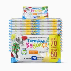 Lenço Umedecido Turminha Da Bagunça 70 Folhas 20x15 Kit 10 Pacotes