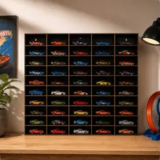 Porta Carrinhos Hot Wheels Expositor 50 Carrinhos Colecionaveis Madeira Mdf Preto ou Cru