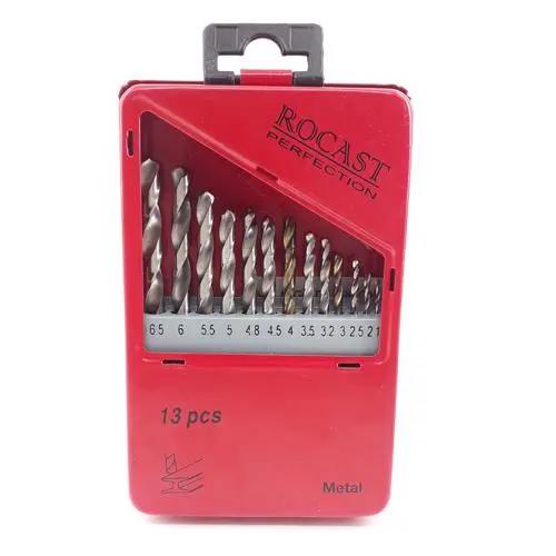 Jogo Brocas Haste Cilíndrica HSS DIN338N 13 peças 1,5 a 6,5mm 5,0159 ROCAST