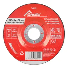 Disco de Desbaste Para Metal e Inox 4.1/2'' x 1/4'' x 7/8'' (744183) - Onsite