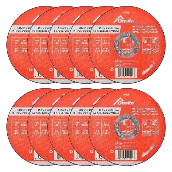 Kit 10un Disco de Corte Deep Cut 4.1/2'' x 1.0mm Para Inox Metal - Onsite