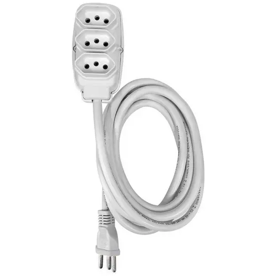 Extensão Com Cabo Redondo Branca 20A - 250V Com 1,5 Metros (1699951) - Ilumi