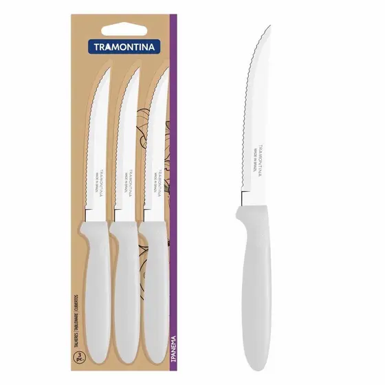Jogo de Facas Para Churrasco Ipanema Branco Com 3 Peças (23360/385) - Tramontina,