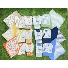 Kit saida maternidade para bebê recém nascido com 4 peças masculino (body manga longa, macacão longo, culote e manta)