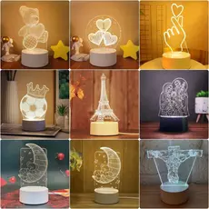 Luminária Led Acrílico De Mesa Abajur 3D Criativo Luz Noturno Aparecida Tomada 3 Cores Decorativa BR