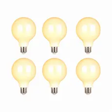6 Lâmpadas Led Filamento Leitosa G80 Para Pendente de Teto Luz Quente Âmbar Bivolt