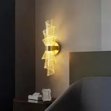 Arandela Led Acrílica Tocha Design Moderno Sofisticada Quarto Sala Lavabo 8w Dourado 3 Cor Bivolt
