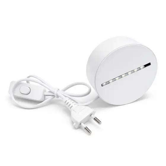 Base Redonda para Abajur Mesa Acrilico Tomada com Interruptor Cor Branca Bivolt