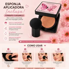 Base Facial Cushion Labranche BB Cream Cobertura Média a Alta com Esponja Cogumelo