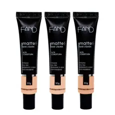 Kit 3 Bases Fand Matte Alta Cobertura Pele Mista e Oleosa