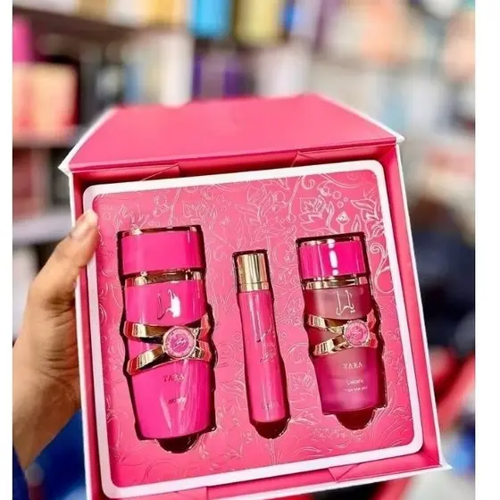 Kit Lattafa Yara Feminino Perfume + Perfume de Bolso + Perfume Capilar | Luxo Árabe Original