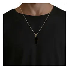Corrente Cordão Masculino Banhado Ouro18k + Pingente Cruz