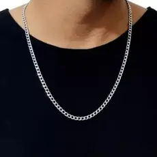 Corrente Masculina Fina Aço Inox Cirurgico Legitimo Prata Original