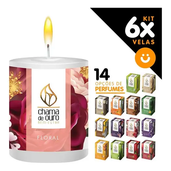 Kit 6x Vela Aromatica Velas Perfumada Perfume - Varias Opcoes