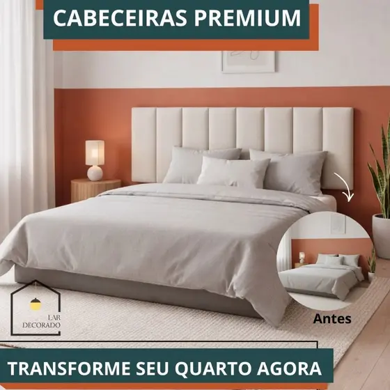 KIT 10 PLACAS CABECEIRA DE CAMA ESTOFADA 60X20CM MODULAR E AUTOCOLANTE - ENVIO RAPIDO