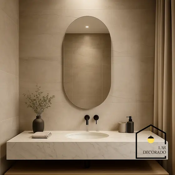 Espelho Oval Decorativo - Vidro Lapidado para Banheiro, Sala ou Quarto - Design Moderno Luxo