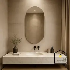 Espelho Oval Decorativo - Vidro Lapidado para Banheiro, Sala ou Quarto - Design Moderno Luxo
