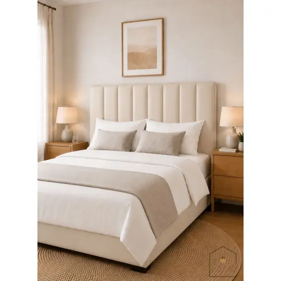 KIT até 12 Placas Cabeceira de Cama Box Tecido COURINO Premium 60x20cm | Modulada e Autocolante
