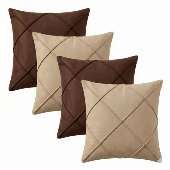 KIT até 4 Capas de Almofada Costura Drapeado 40x40cm Decorativas em Suede Toque Aveludado Luxo
