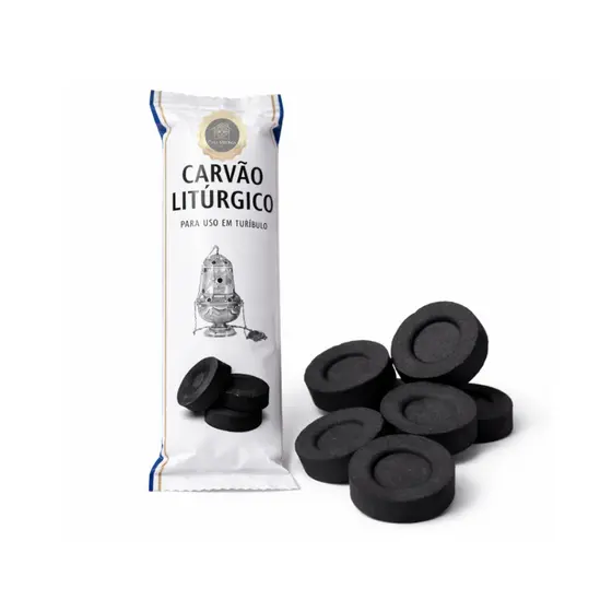 Carvão Litúrgico 10 discos, Carvão em pastilhas, Carvão para Defumação, Carvão para Incenso, Benzimento e Ritual