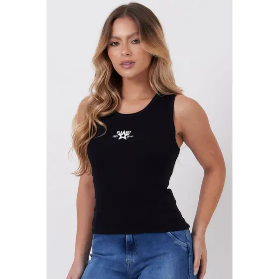 Regata Feminina Com Silk 1997 Planet Girls Preto