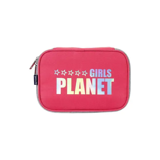 Estojo Feminino Casual Logo Holográfico Planet Girls Rosa Médio