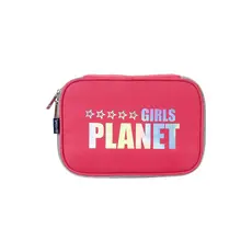 Estojo Feminino Casual Logo Holográfico Planet Girls Rosa Médio
