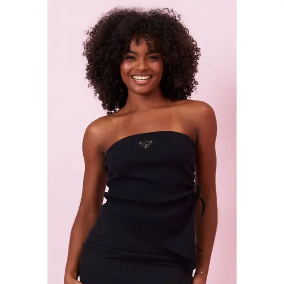 Blusa Feminina Sem Alça Com Drapeado Planet Girls Preto